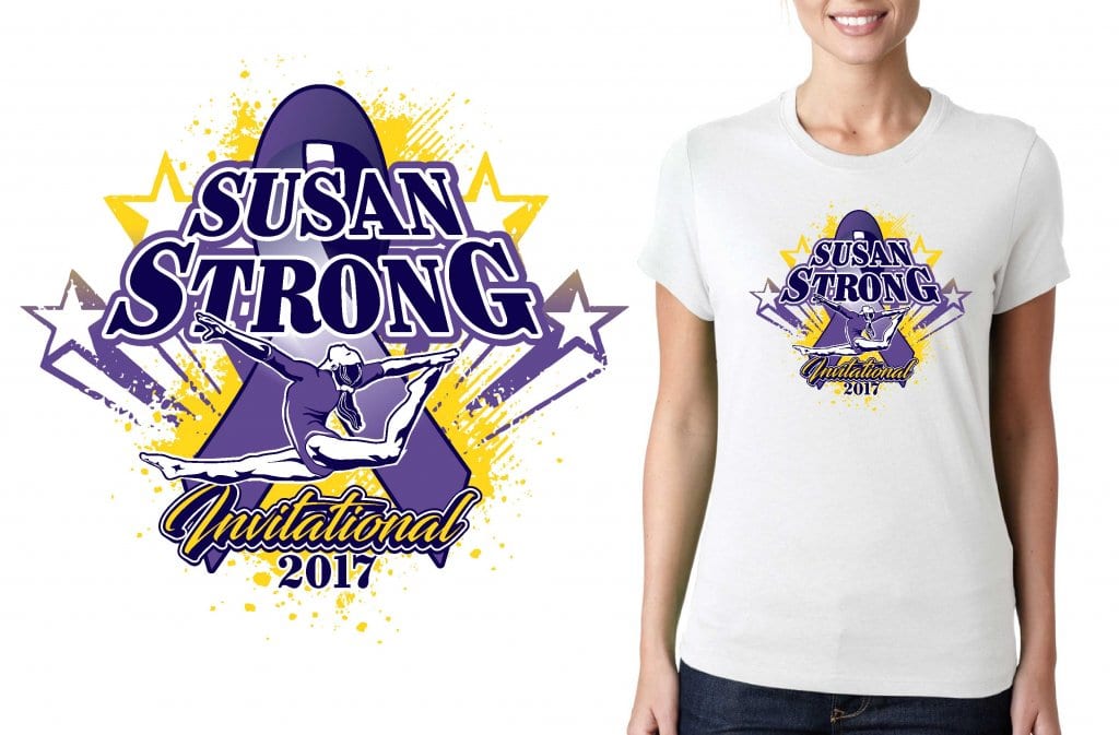 Susan Strong Invitational vector logo design for gymnastics tshirt