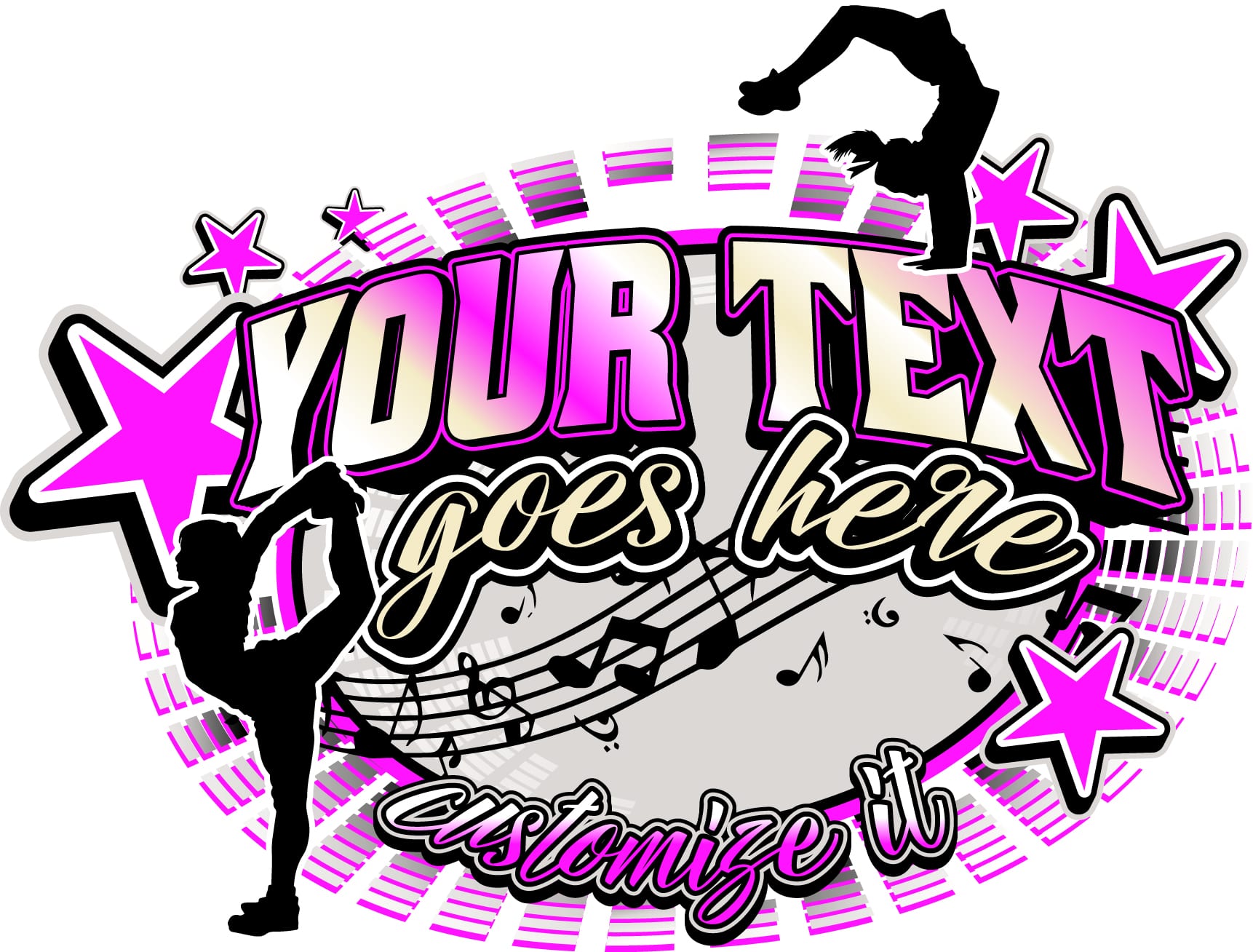 CHEER AND DANCE tshirt logo design with adjustable text and all