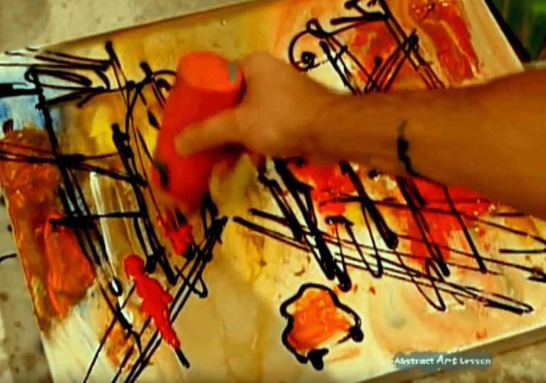 Abstract_cityscape_painting__red_orange_yellow UrArtStudio