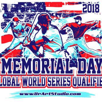 BASEBALL MEMORIAL DAY GLOBAL WORLD SERIES QUALIFIER 2018 t-shirt vector logo design for print