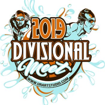 DIVISIONAL MEET SWIMMING customizable T-shirt vector logo design for print 2019