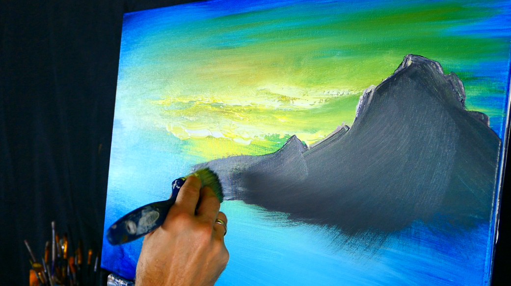 How to paint Bob Ross mountains with acrylic paint 