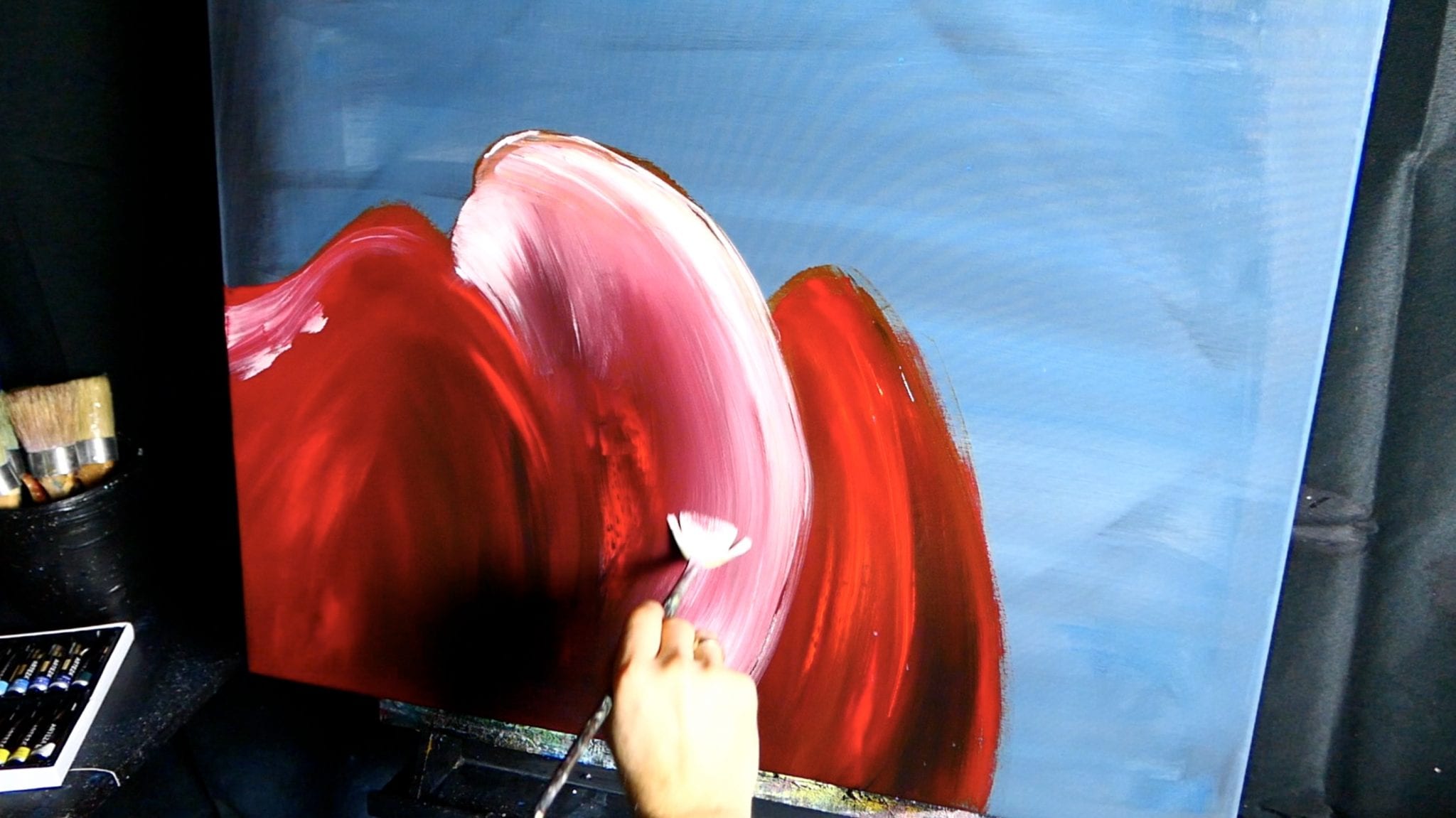 PAINTING FLOWER FAN BRUSH ACRYLIC PAINT SMOOTH BLENDING