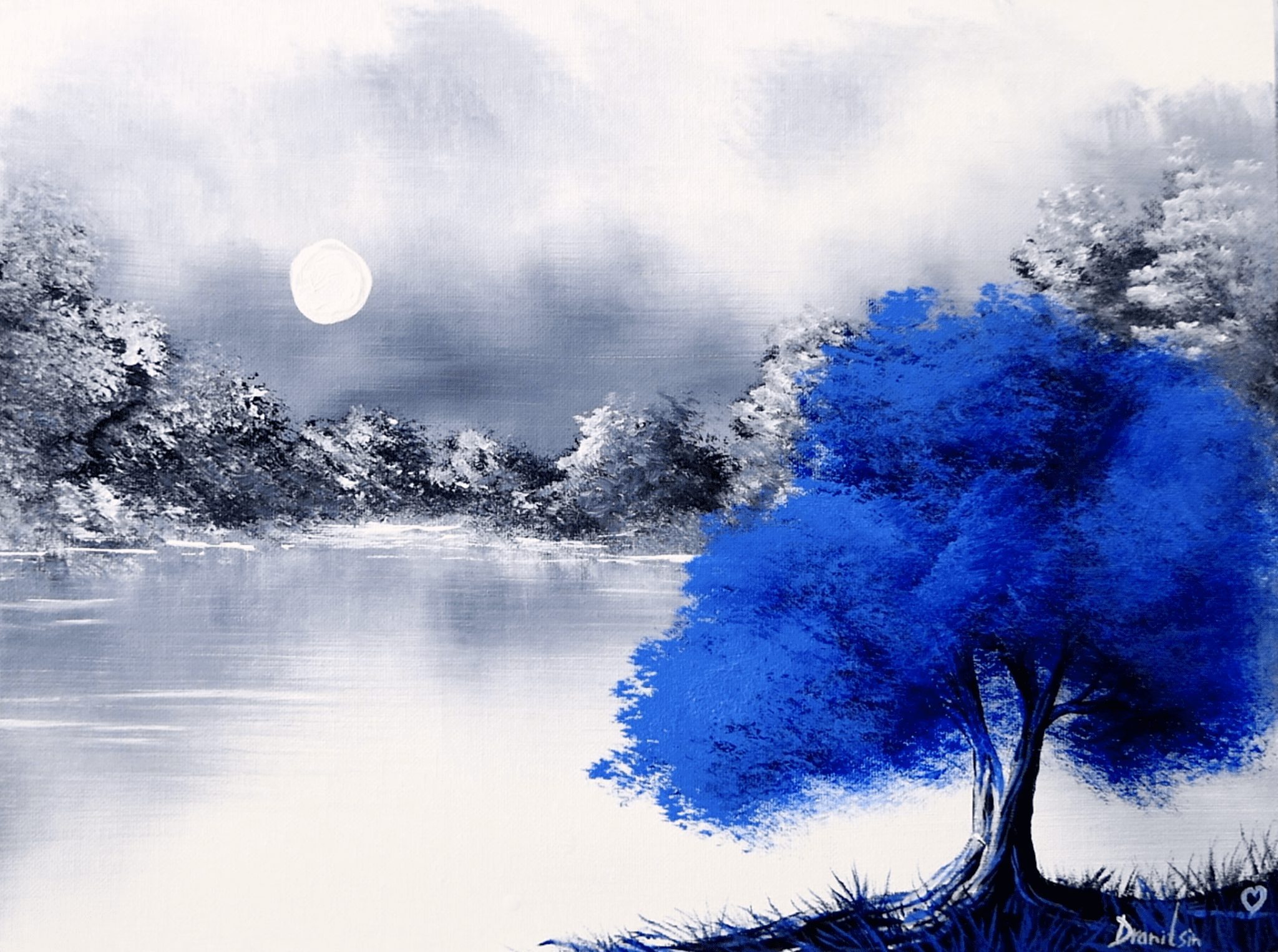 BLUE TREE – heavy texture – UrArtStudio