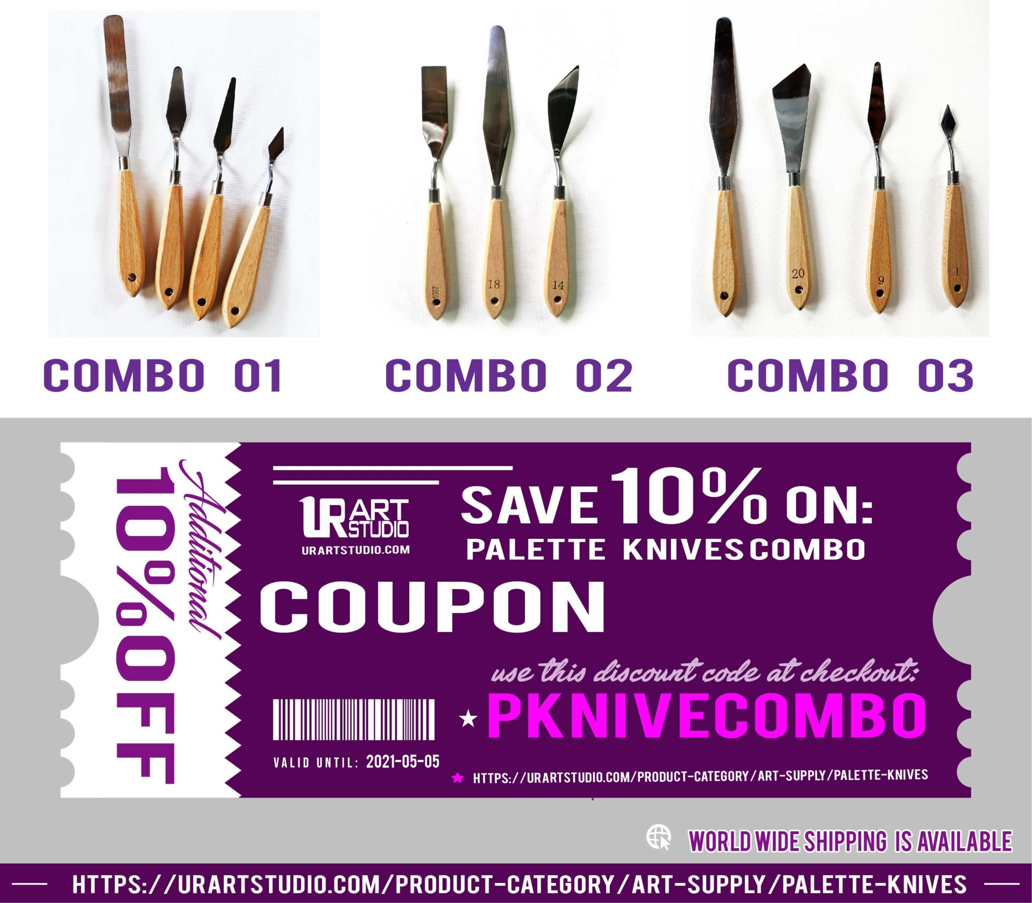 ADDITIONAL 10 DISCOUNT ON ALL PALETTE KNIFE COMBOS UrArtStudio