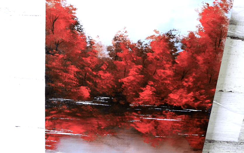 Red Autumn Landscape Urartstudio, Autumn Landscape Painting For Beginners