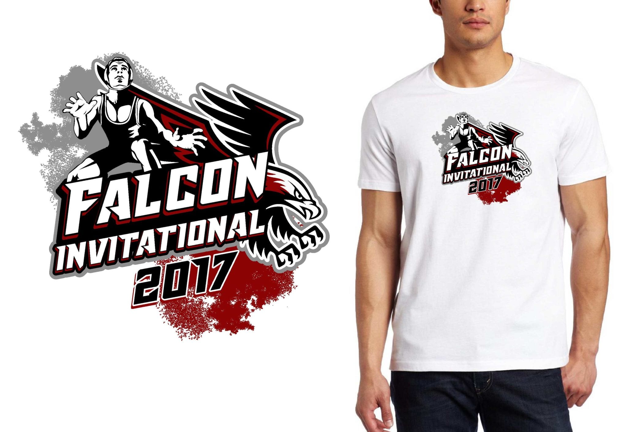 PRINT 17 Falcon Invitational wrestling logo design UrArtStudio