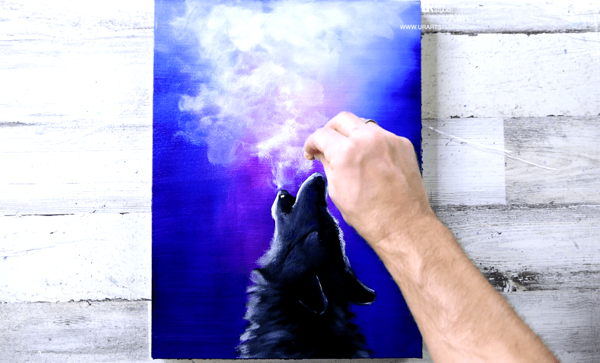 Wolf Howling at the Moon - UrArtStudio