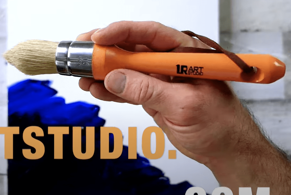 Orange Pointed Oval Brush with long handle UrArtStudio