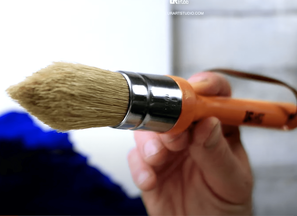 Orange Pointed Oval Brush with long handle UrArtStudio