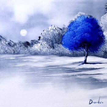 Blue Tree | Black and White Landscape | Easy Painting for Beginners | Abstract | Acrylics 20