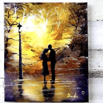 Under Street Light at Midnight | Painting Challenge for Beginners | Abstract Landscape0