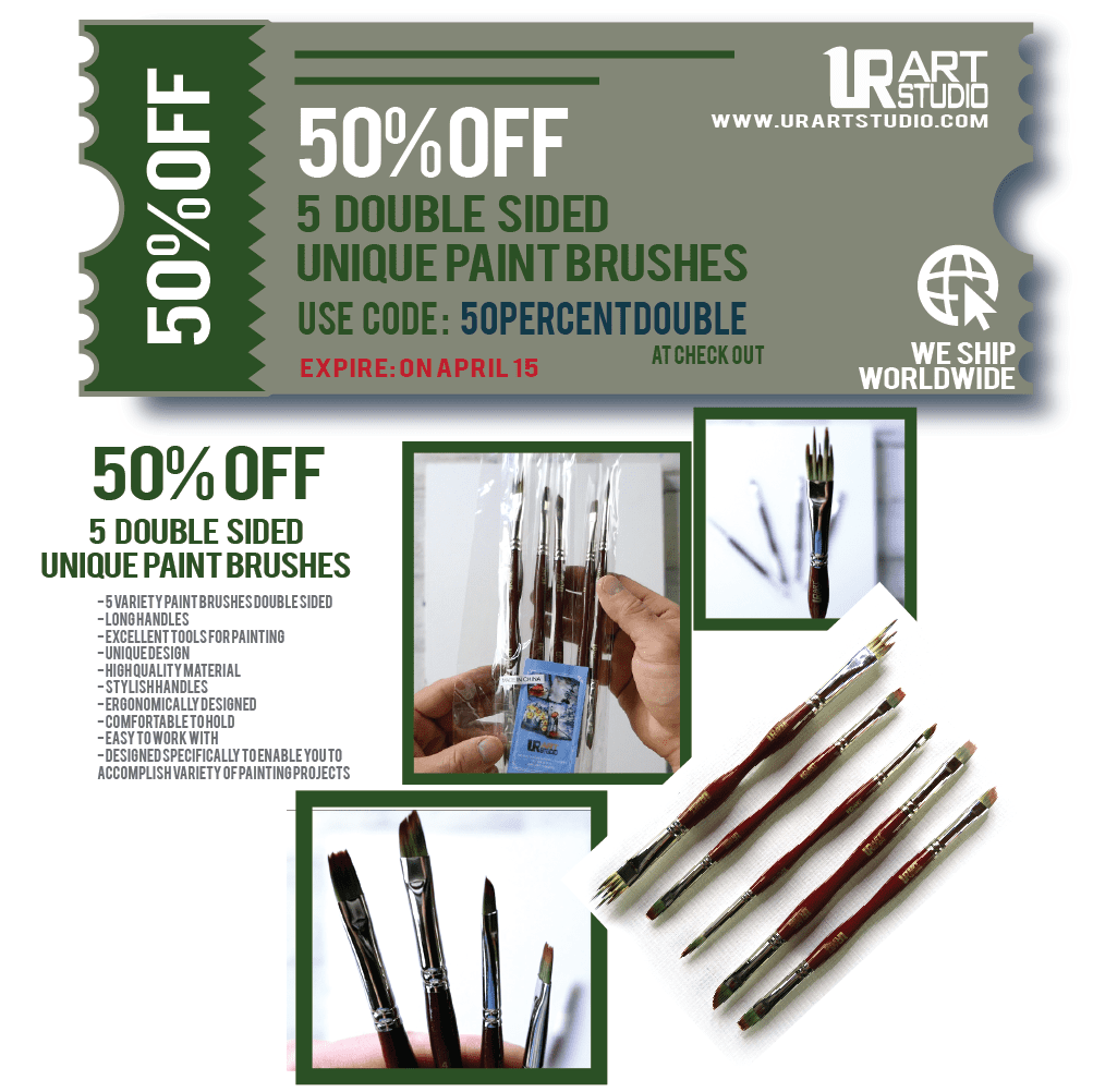 50 OFF UNIQUE PAINT BRUSH SET 5 DOUBLE SIDED PAINT BRUSHES UrArtStudio