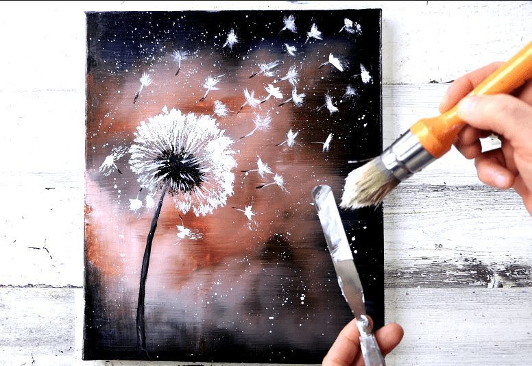 Dandelion – easy acrylic painting for BEGINNERS – UrArtStudio