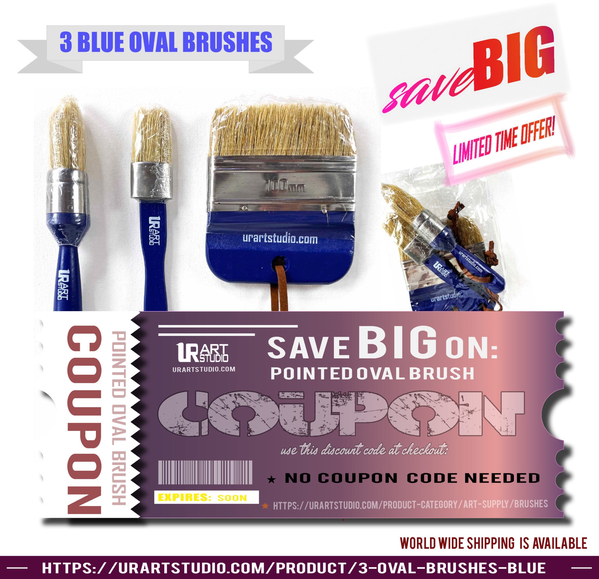 NEW 6PC FILBERT PAINT BRUSHES