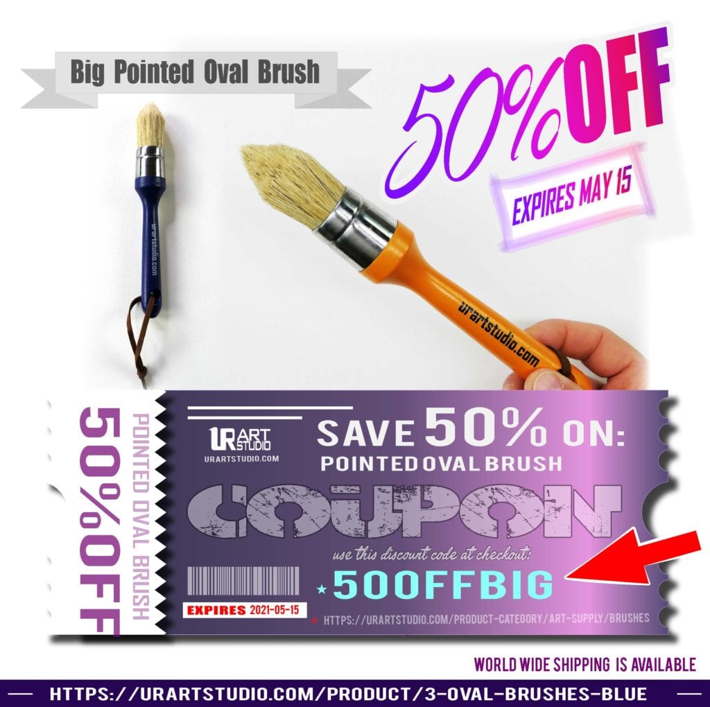 50 OFF BIG POINTED OVAL BRUSH UrArtStudio