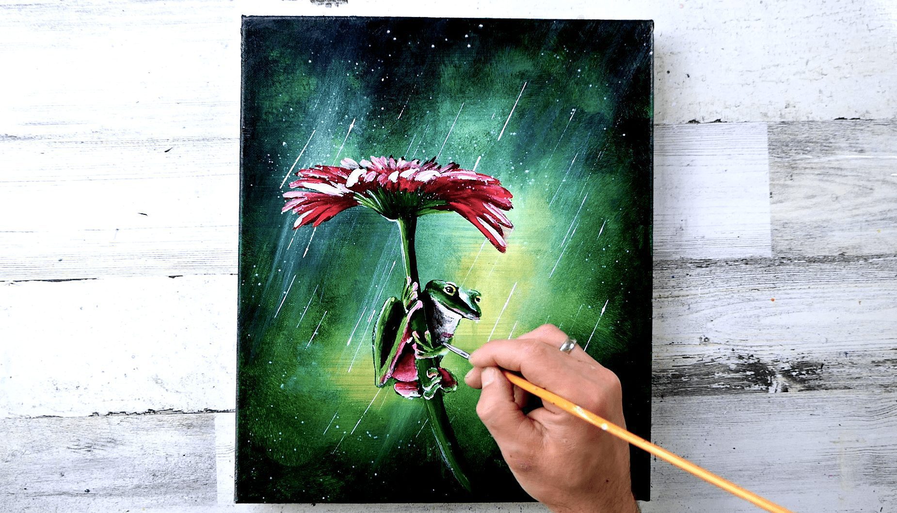 Flower And A Frog Acrylic Painting Free Online Art Video Tutorial   Flower And Frog Acrylic Painting By Peter Dranitsin Free Online Art Video Tutorial 04 