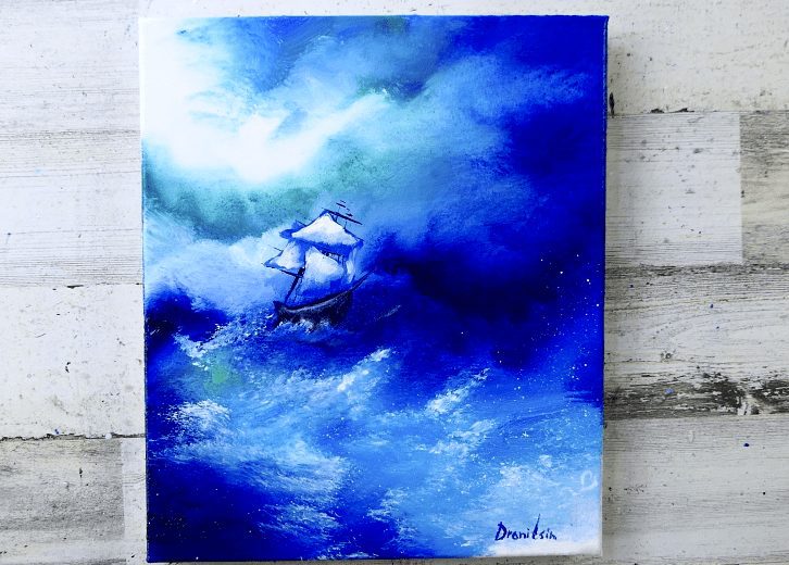 The Sea is Calling Acrylic Painting on Stretched Canvas, Original Painting  