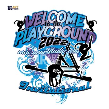 GYMNASTICS WELCOME TO THE PLAYGROUND 2022 INVITATIONAL LOGO DESIGN FOR PRINT