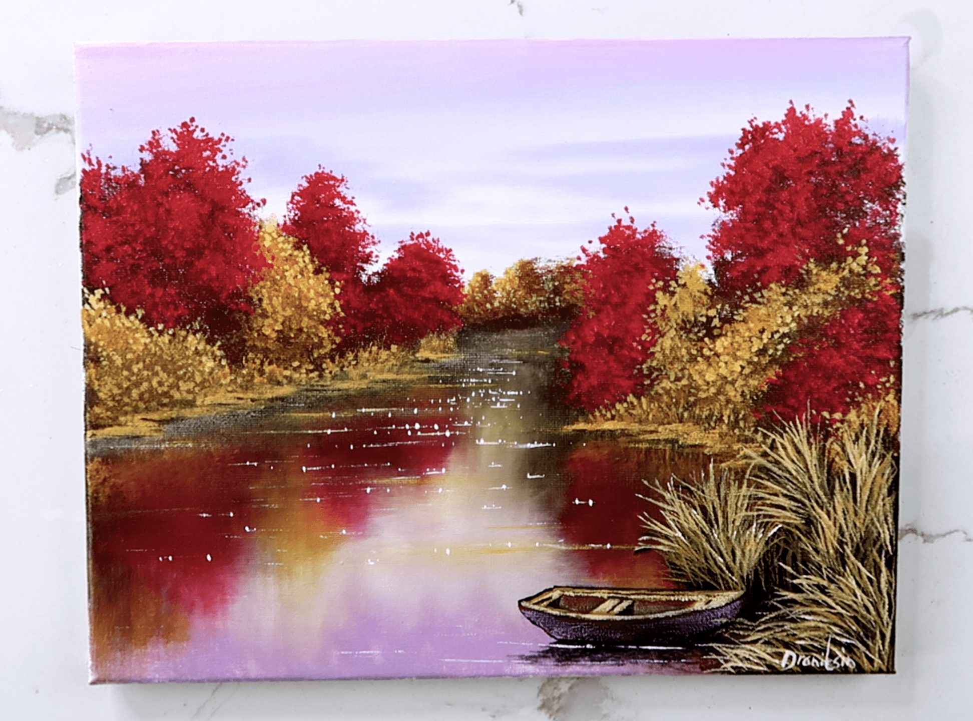 painting a fall landscape scene
