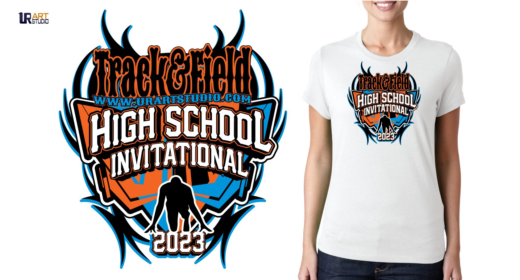 TRACK AND FIELD HIGH SCHOOL INVITATIONAL 2023 VECTOR LOGO DESIGN FOR