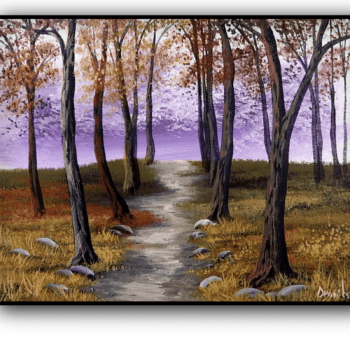 woodland path acrylic landscape painting by urartstudio.com
