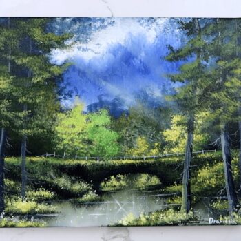 happy bridge acrylic landscape painting 2