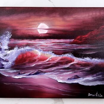 moonlit wave acrylic seascape painting 2