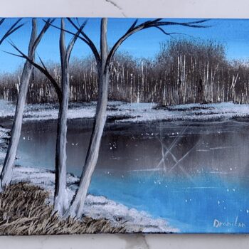 clear blue sky acrylic landscape painting 1