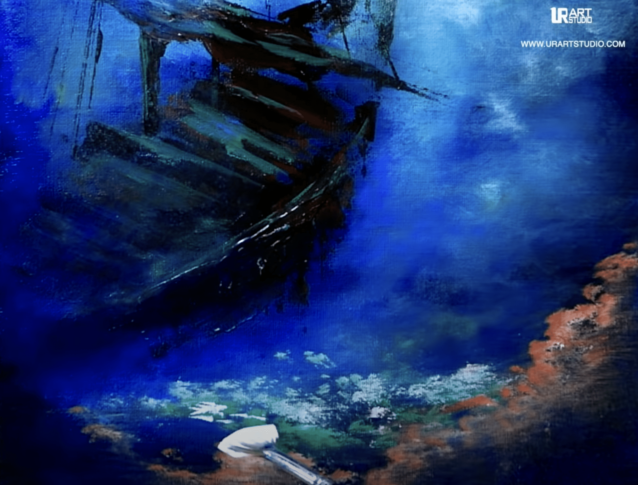 SUNKEN SHIP STEP BY STEP PAINTING 26 - UrArtStudio