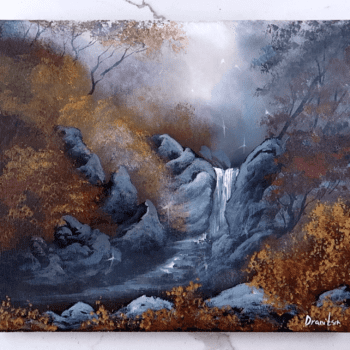 foggy waterfall ACRYLIC LANDSCAPE PAINTING