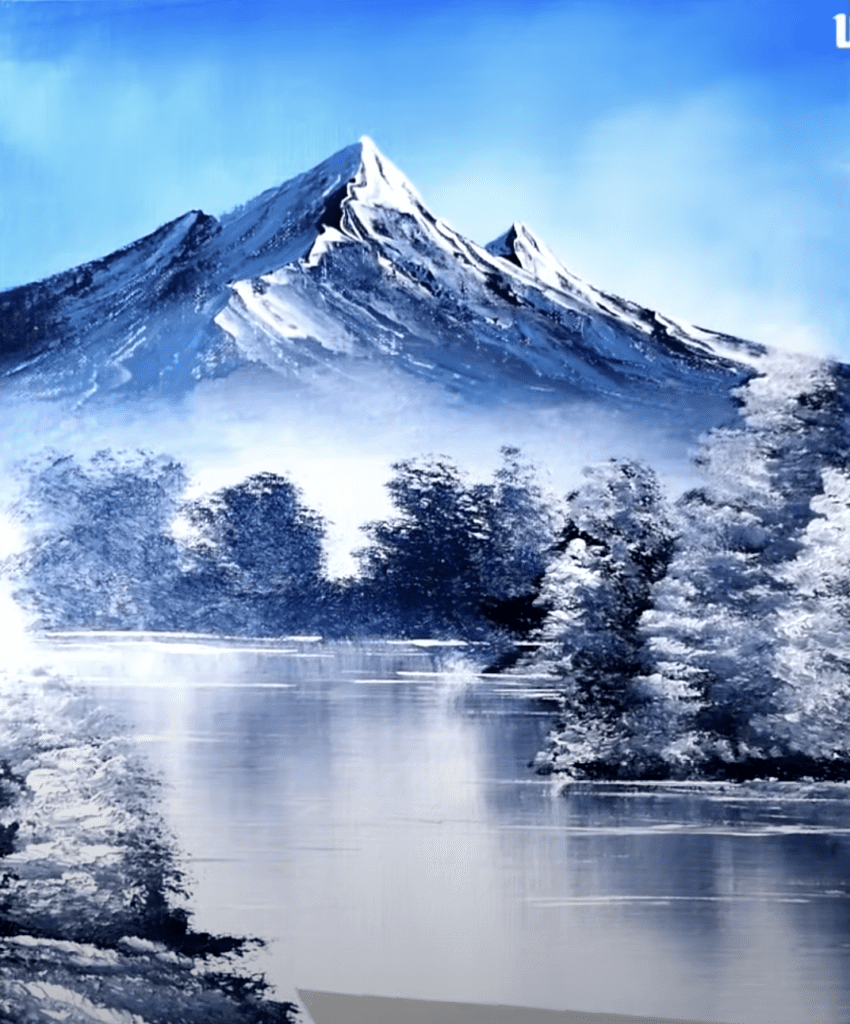 Mountain Lake | Easy Acrylic Painting for Beginners | Abstract Black and White Landscape