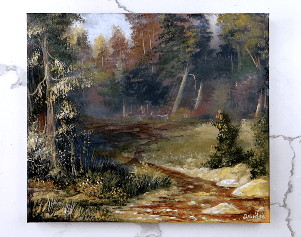 Painting A Peaceful Stream In Sunlight Acrylics Urartstudio