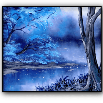 blue hues acrylic landscape painting by urartstudio.com 1