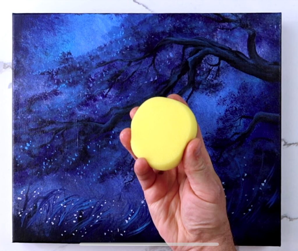 Bowing to the Moon: step by step acrylic landscape painting tutorial