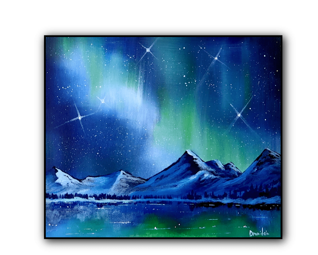 Reflections of Aurora: The Enchanted Mountain Lake | Acrylic step by step painting techniques