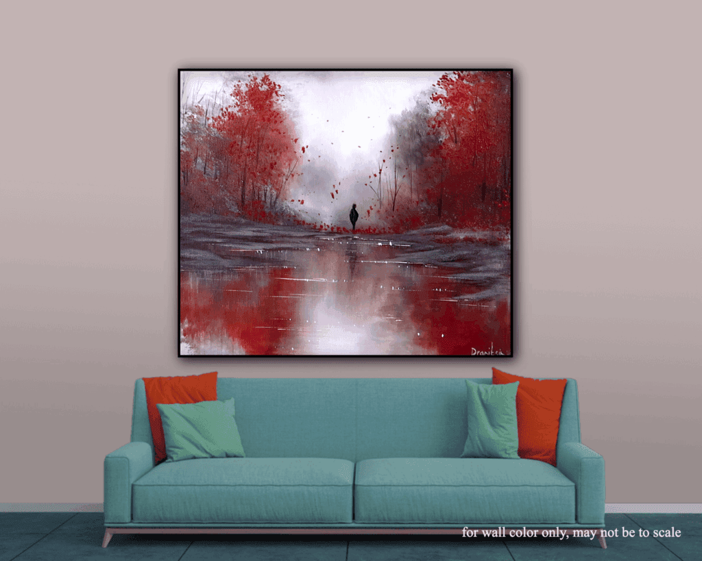 Autumn Reflections | Painting Men by the Lake with Fallen Leaves | Acrylic Art Guide 2