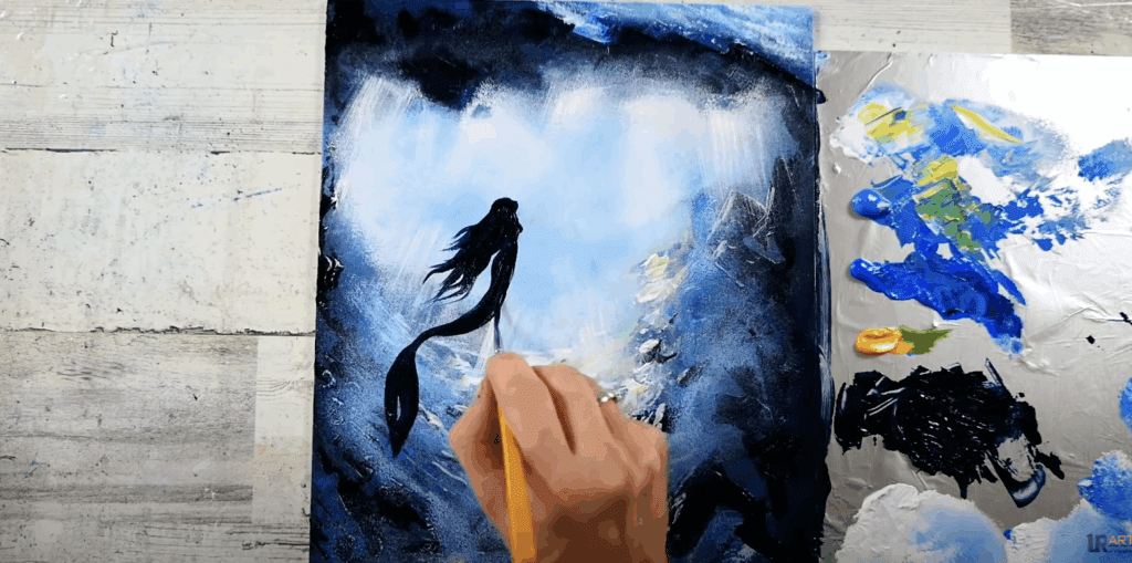 How to Paint Mermaids | Underwater Acrylic Art | Oval Brush & Palette Knife Techniques