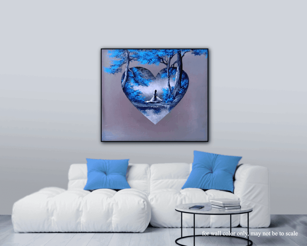 How to paint Women in Heart Blue Landscape #acrylicpainting #paintingtechniques #art #artwork