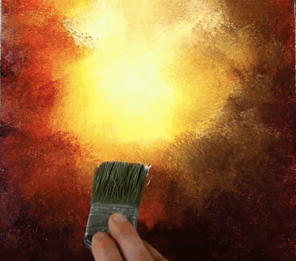 Trees in Bright Glowing Sunset | Oval Brush Art | Acrylics | Easy for Beginners