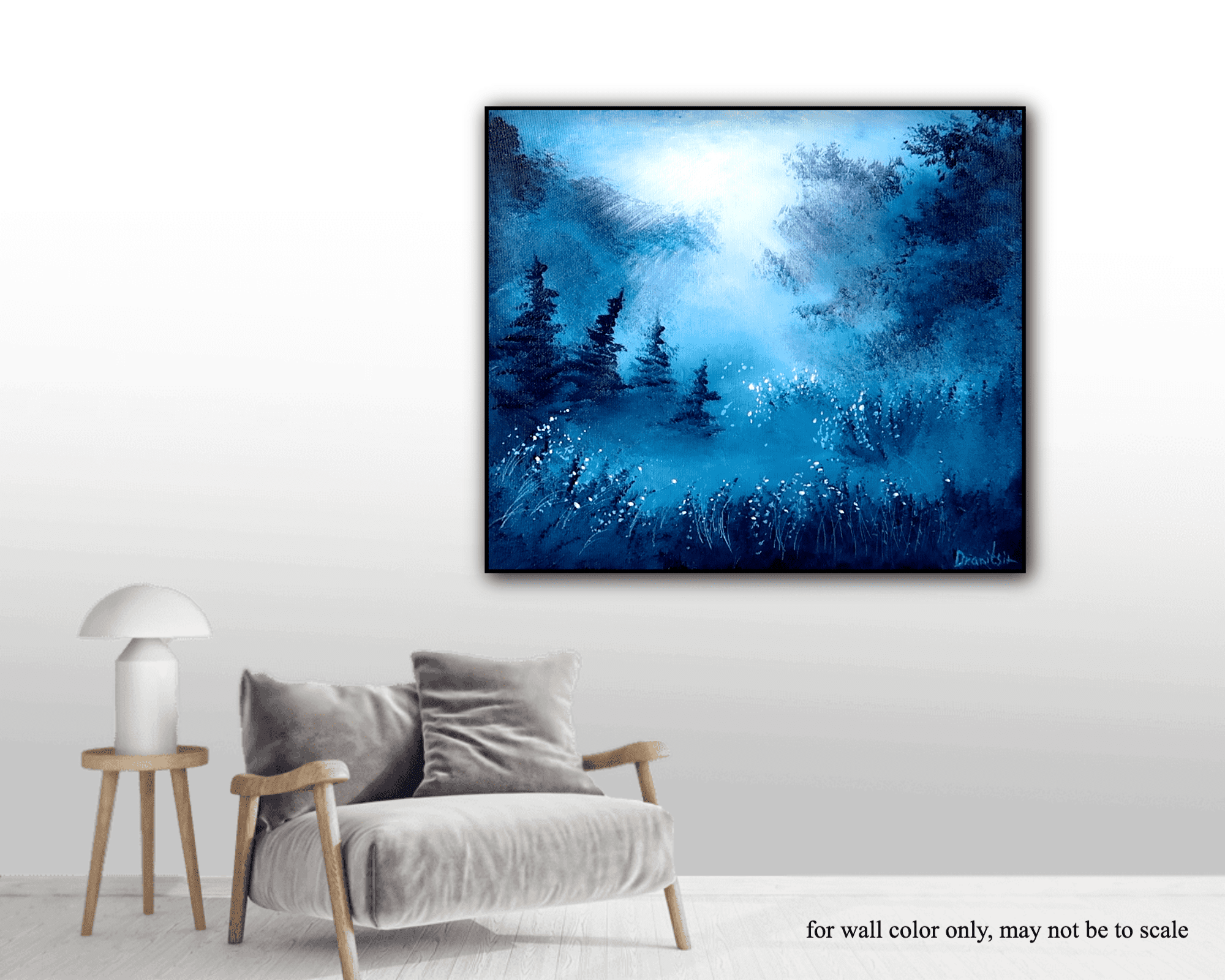 Night Forest in Blue Mist | Step-by-Step Acrylic Painting Tutorial | Easy  for Beginners - UrArtStudio, image size:2000x1600