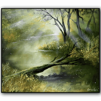 fallen tree acrylic landscape painting by urartstudio 1
