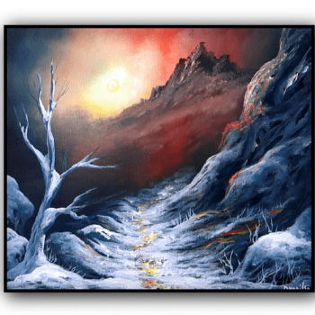 Icy Mountain Path Under a Dramatic Sky 1
