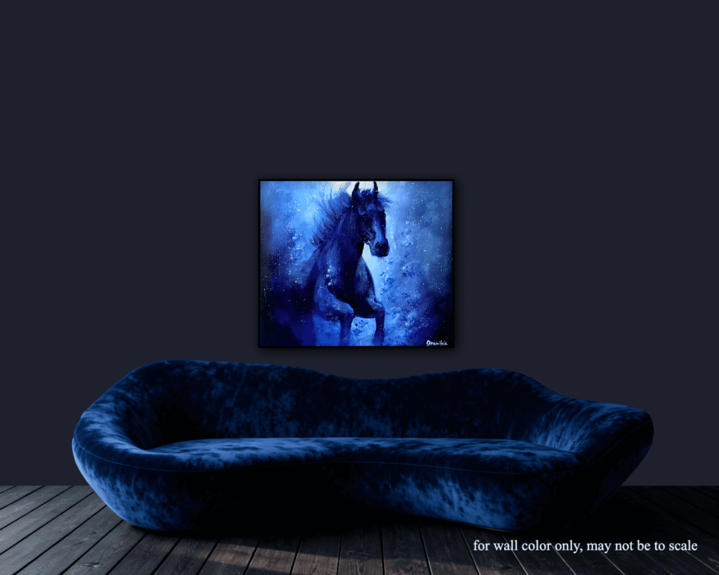 Painting Black Horse Underwater | Acrylic Painting | Oval Brush Art