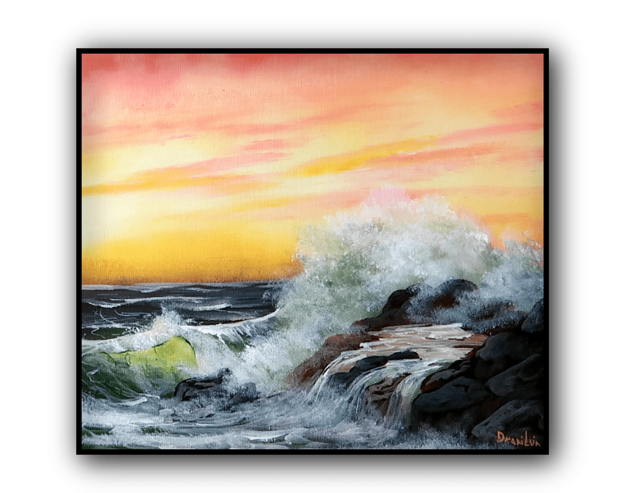 Ocean Wave on Rocks - UrArtStudio