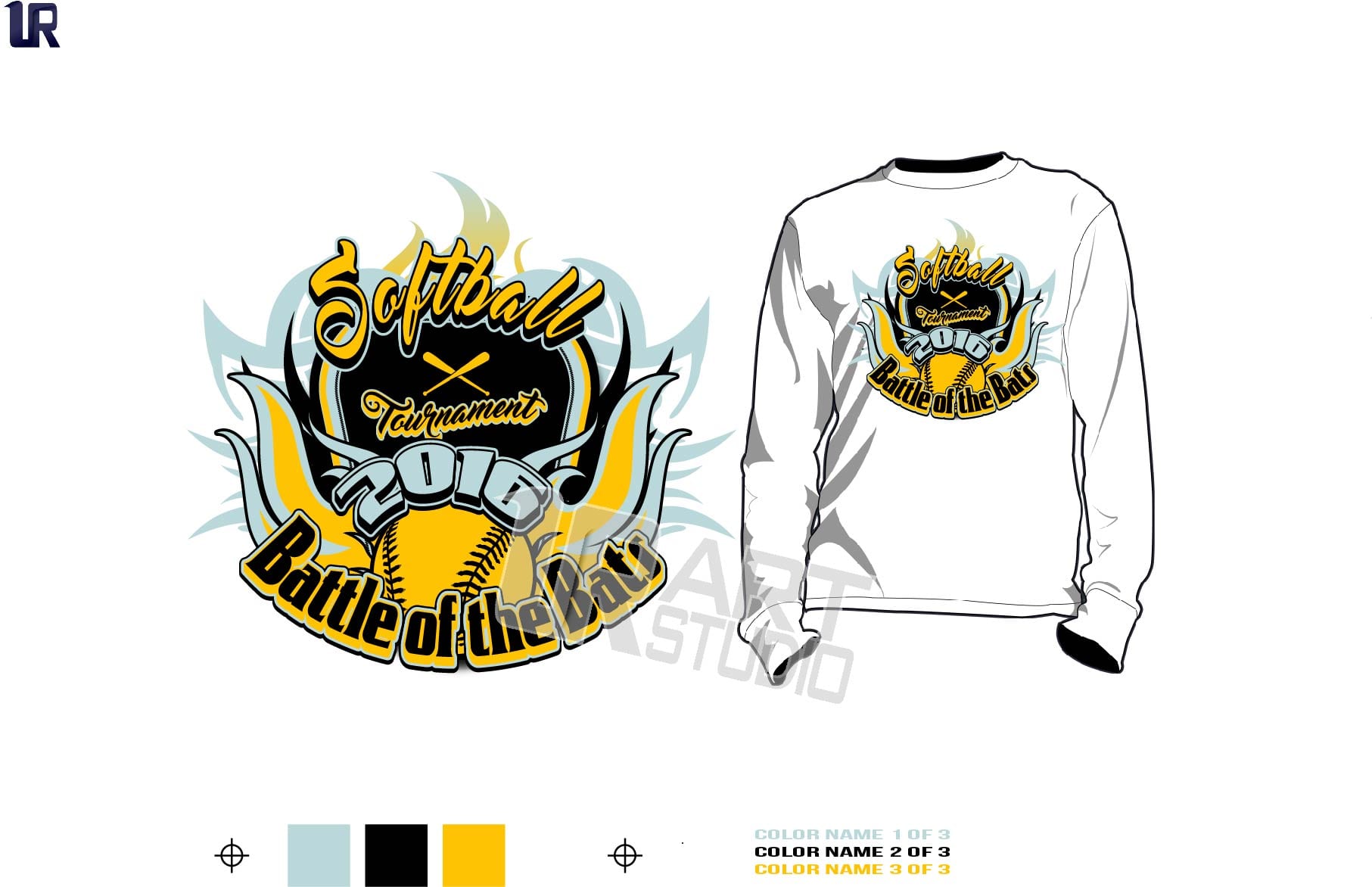 DOWNLOAD softball tshirt vector design 3 colors separated for print