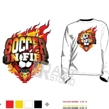 Soccer on Fire tournament tshirt vector design with nice background color seperated ready for screen print