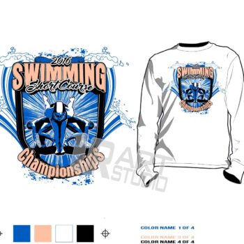 Vector logo design for swimming event short course color seperated for screen print 2016 UrArtStudio