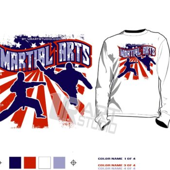 FREE DOWNLOAD Color separated MARTIAL ARTS vector design for print on Tshirt and other apparel