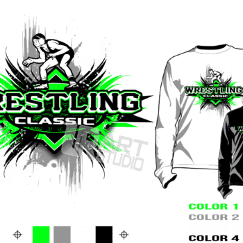 WRESTLING tshirt vector design separated 4 color